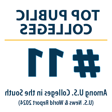 Ranking graphic. Number 11 top public schools among US Colleges in the South. US News & World Report 2024